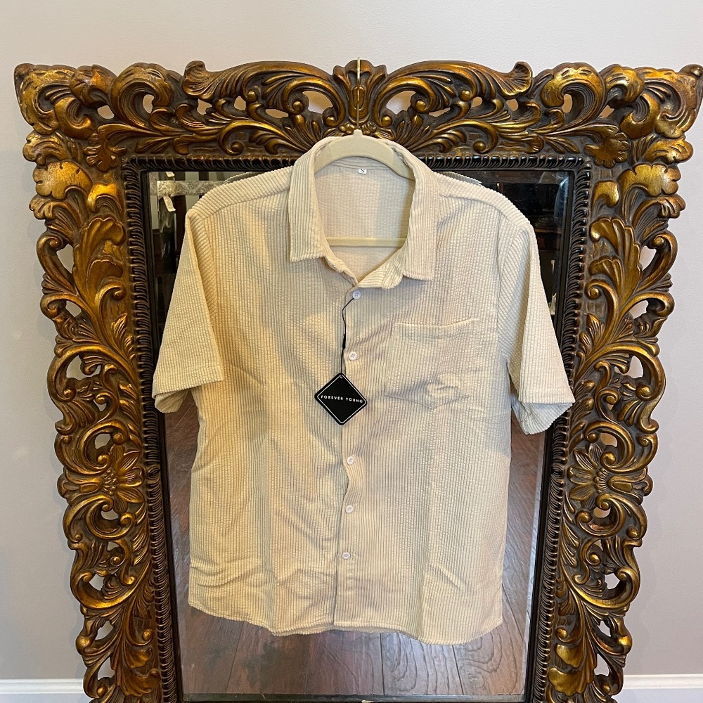Zaful Yellow Button up Shirt Man Size S